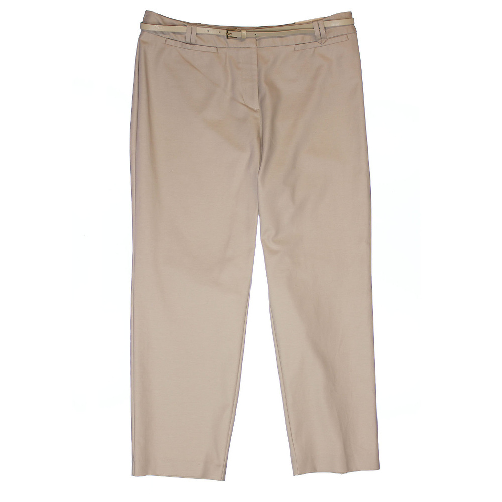 Plus Sizes / Petite Beige Tummy Slimming Slim Leg Belted Pants Charter Club